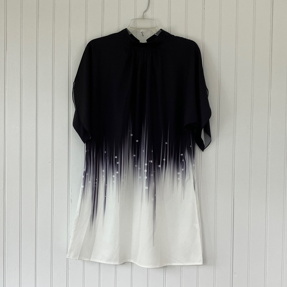 Chic Black and White Gradient Dress